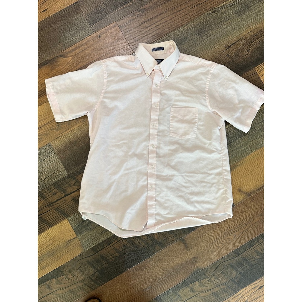 VTG Private Club Mens Pink Short Sleeve Button Down Oxford Shirt Size 17 PC-406‎